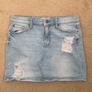 light wash denim skirt